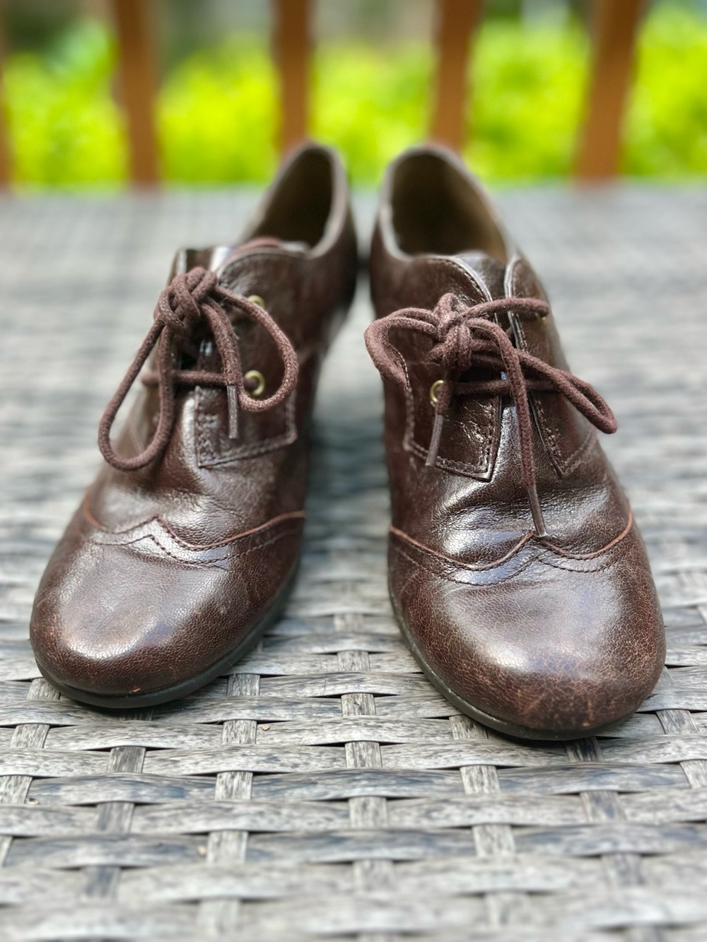 Aerosoles Aristocrat Brown Oxfords Lace-Up Vintage-Inspired Heels - Picture 6 of 9
